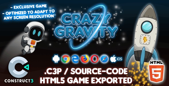 Crazy Gravity HTML5 Game - Construct 3 Source-code