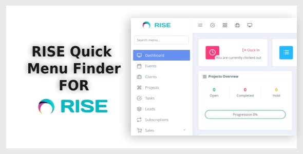 RISE Quick Menu Finder – Smart Sidebar Search for RISE CRM
