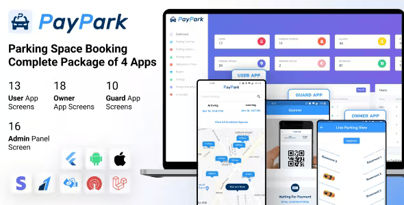 Ultimate Parking Management System with mobile apps - admin panel - Flutter - Pay Park