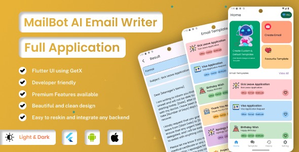 MailBot AI Email Writer | Flutter Android/iOS Full Application | Premium Plan