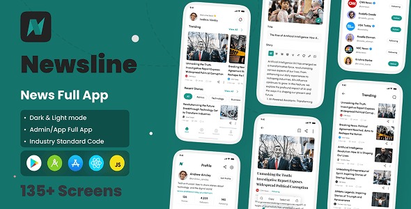 Newsline - News App - Reactnative App with Admin Panel Reactjs/Nodejs