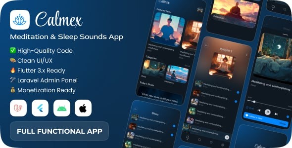 CalmEx: Meditation Music, Sleep Sounds, Relaxation – Flutter Full App with Laravel Backend