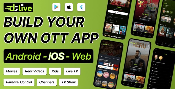 DTLive: Movie, TV Show, OTT, Live TV, Streaming Flutter App (Android, iOS, Web) with Admin Panel