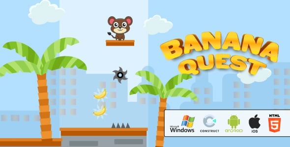 Banana Quest – Platformer Puzzle Game (HTML5 + Android + iOS + PC | Construct 3)