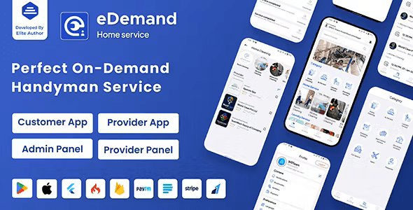eDemand - Multi Vendor On Demand Handy Services, Handyman with Flutter App & Admin panel