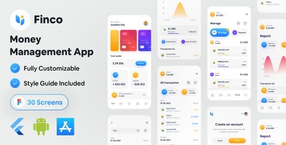 Finco – Flutter Money Management App UI Kit