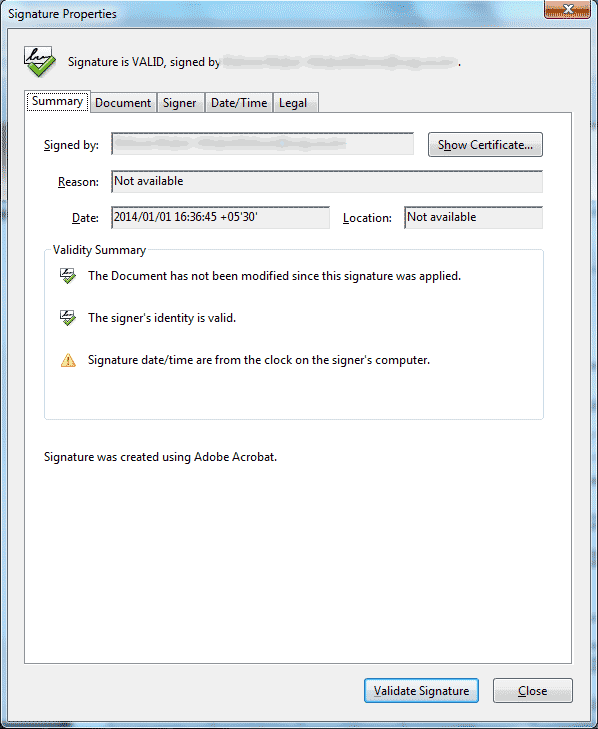 How to resolve "At least one signature has problems." error in Adobe Reader? CodeSteps