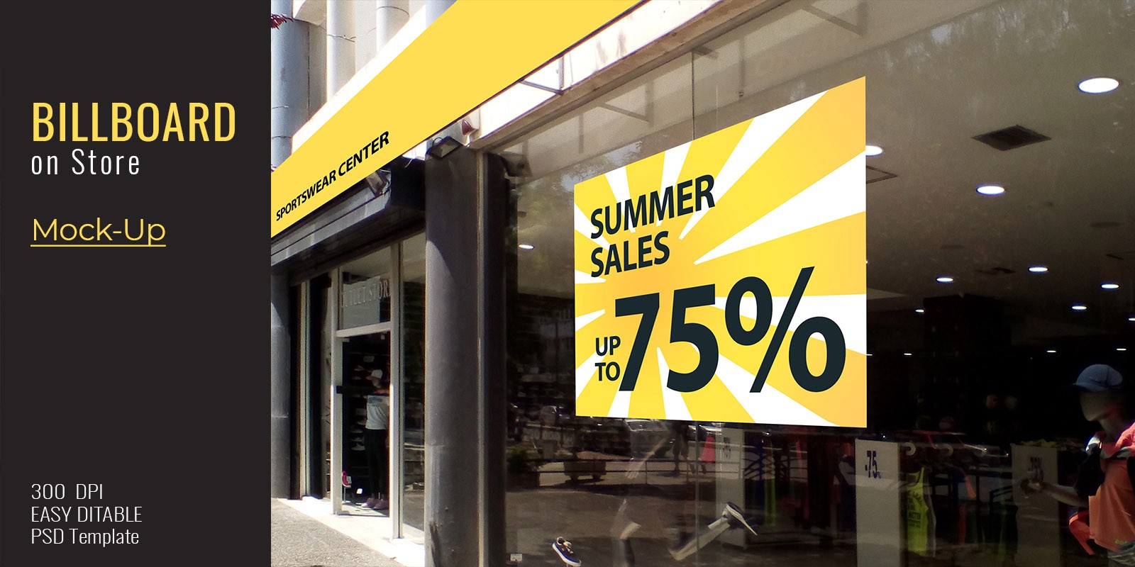 Free store view mockup bar branding design download free identity illustration logo psd restaurant . Billboard Mockup On Store One Psd Template By Graphicques Codester