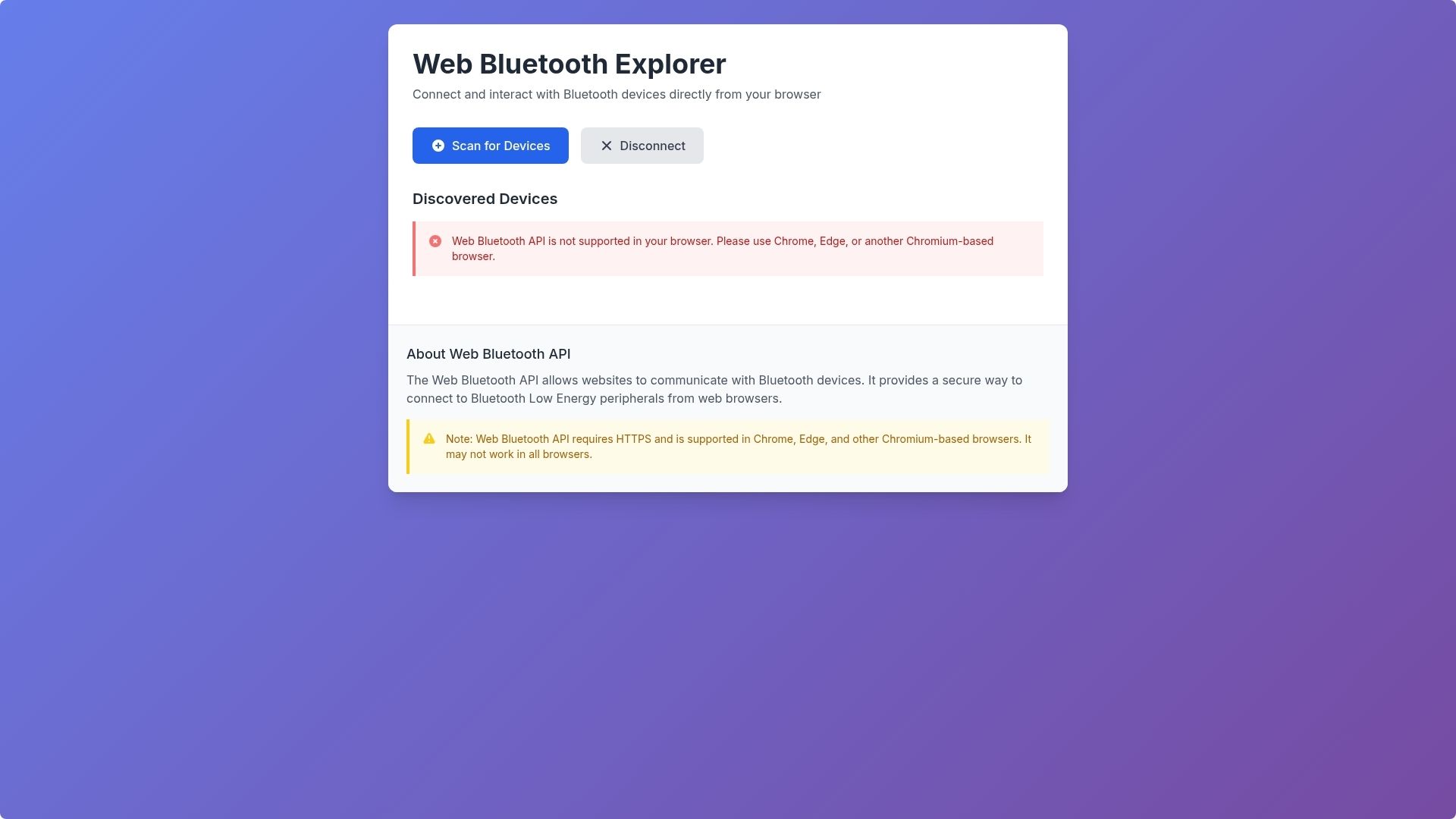 Web Bluetooth API Usage