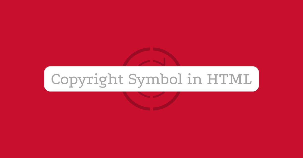Copyright Symbol in HTML