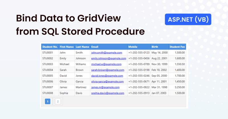 How To Bind Data To Gridview From Sql Stored Procedure In Asp Net Vb Net - Best Gradient Arts in Desktop