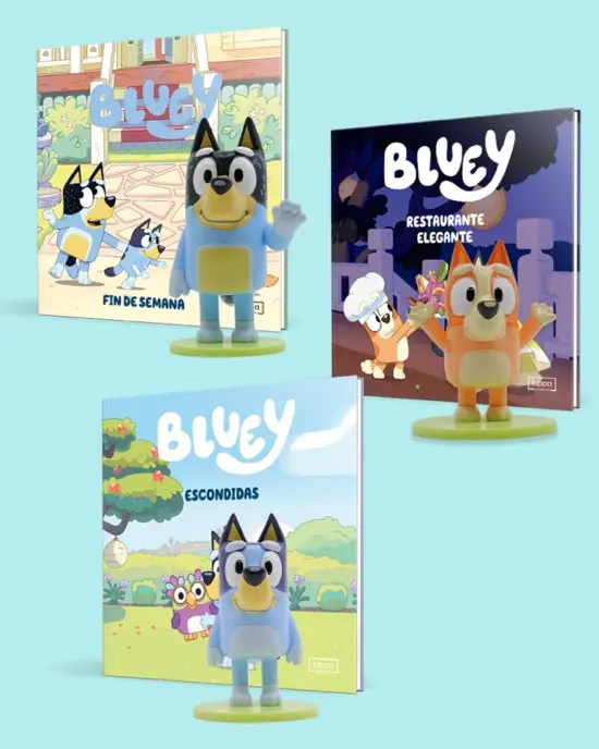 Paquete colección Bluey #1 Escondidas, #2 Restaurante elegante y #3 Fin de semana
