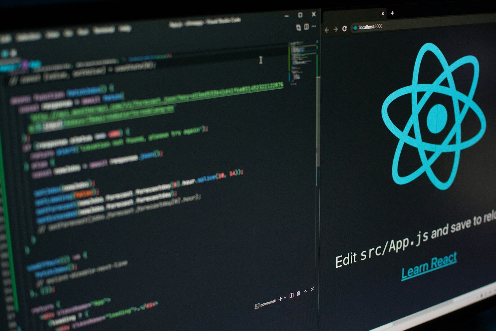 A screen displaying the React logo