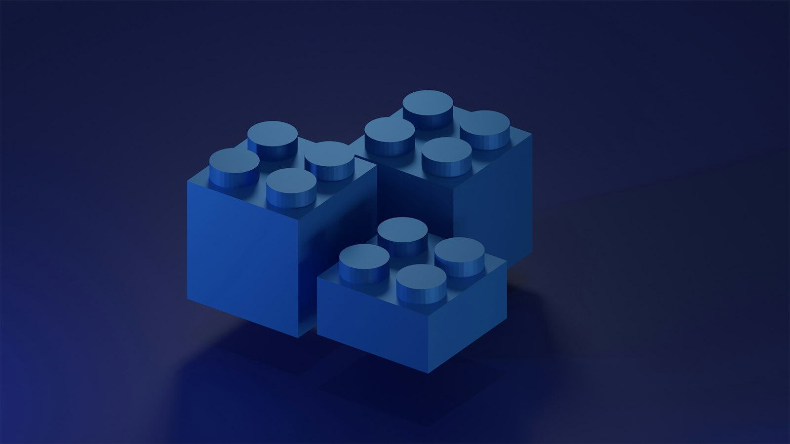 Colorful building blocks on a blue background, like modules bundled together