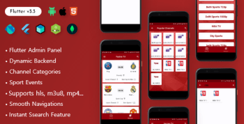 Yacine TV - Flutter Live Streaming & Sport Events app with Admin Panel, built with NodeJS & MangoDB