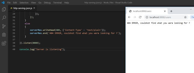 Write Data to Client Node js HTTP GET Request ELSE Block