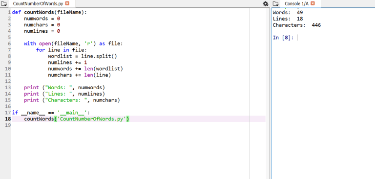 Compute the number of characters, words, and lines in a file - Python