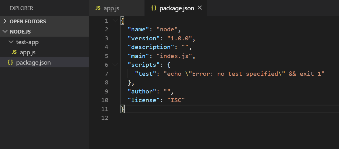 Package JSON File Content for Default Values Node Modules