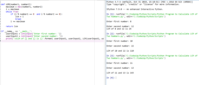 Python Program to Calculate LCM of Two Numbers | Codez Up