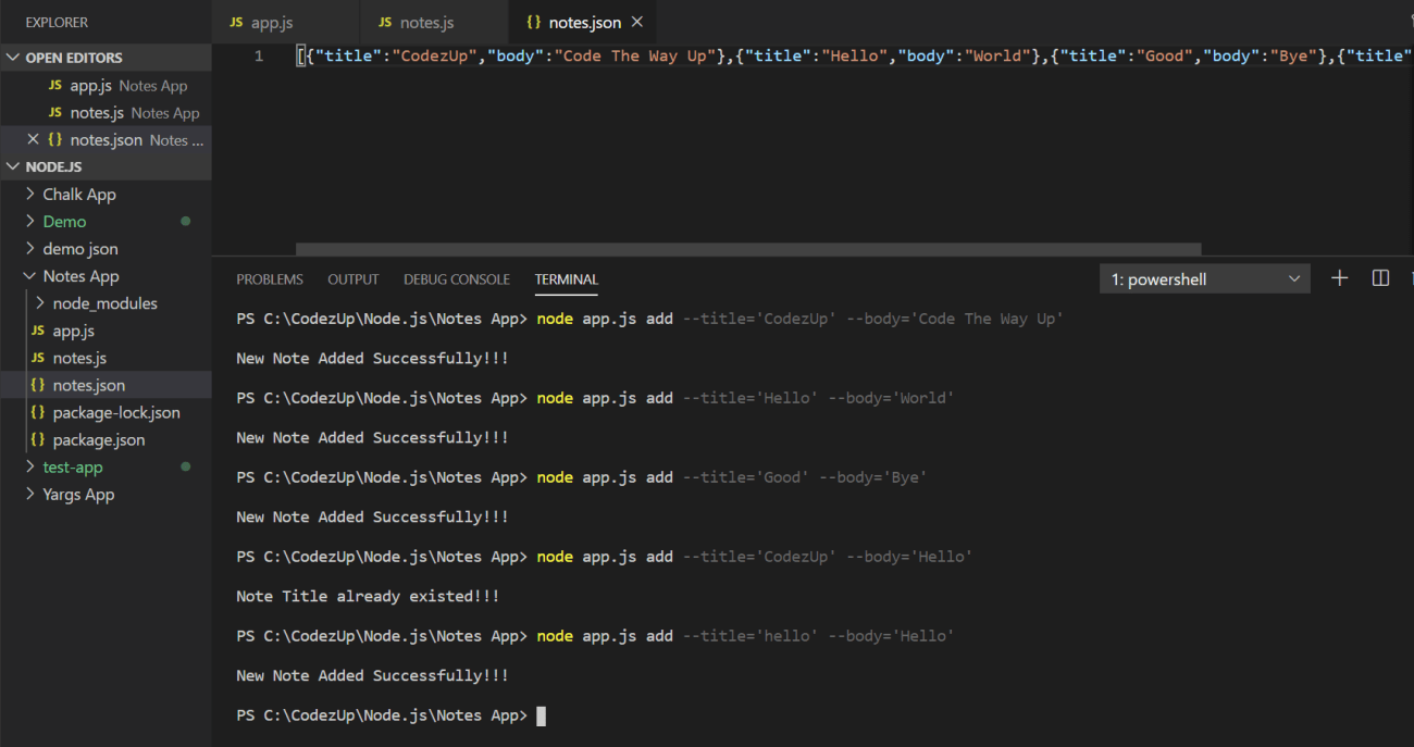 Add Note in Notes Application - Node.js | Codez Up