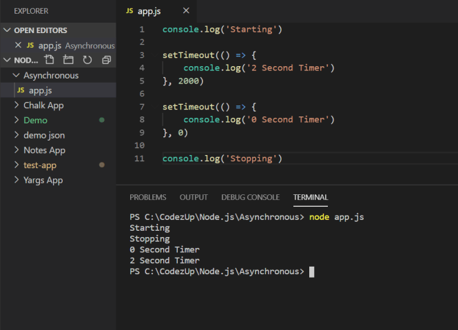 Asynchronous Programming Non Blocking setTimeout function 2