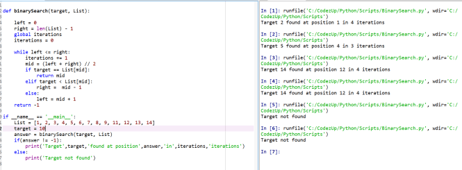 Binary Search Algorithm on Sorted List using Loop in Python