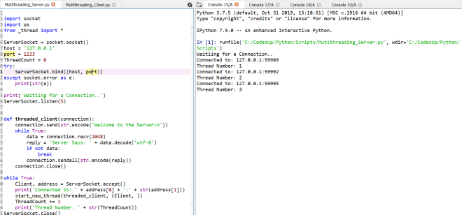 Socket Server with Multiple Clients | Multithreading | Python