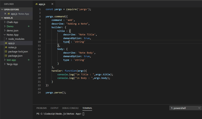 Add Note in Notes Application - Node.js | Codez Up