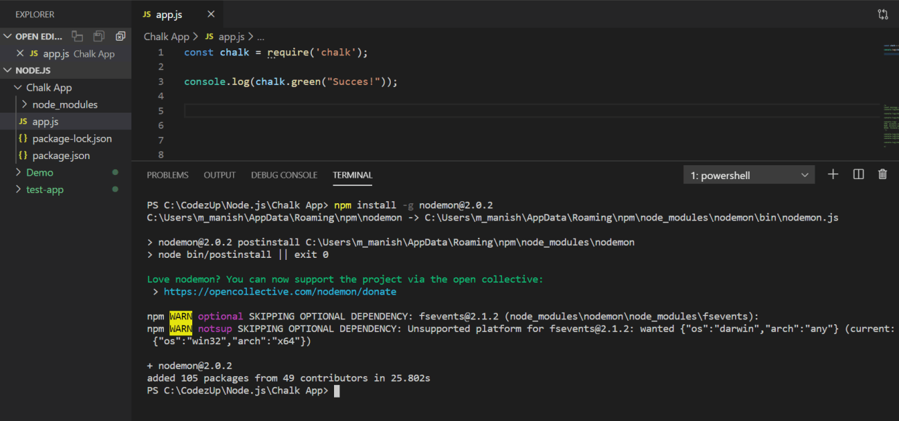 Nodemon Library Global NPM Modules in Node.js Codez Up