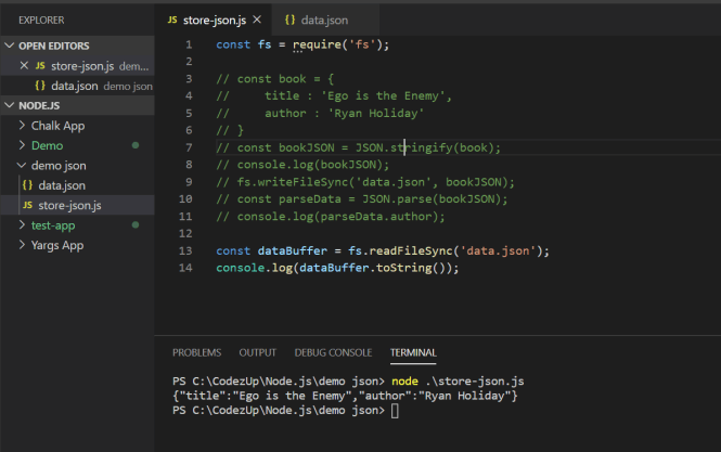 ToString() method of Node js converts binary data to Expected string