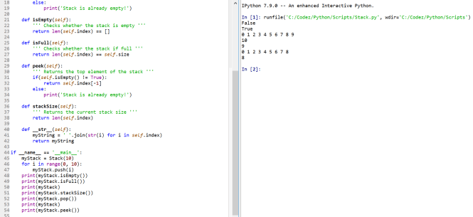 Write a Program to implement Python Stack Output