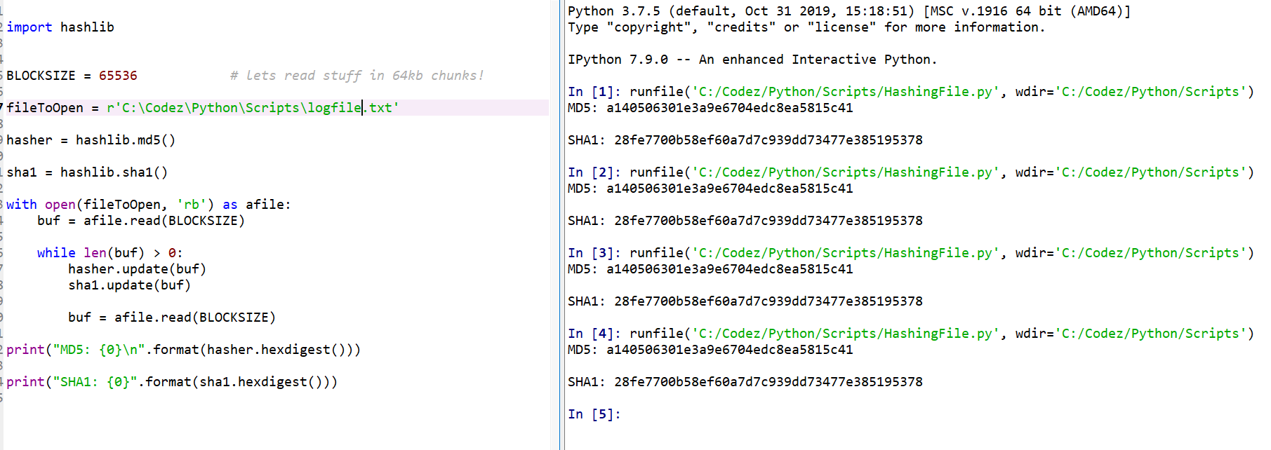 Python Program to Calculate a Hash of a File - HashLib | Codez Up