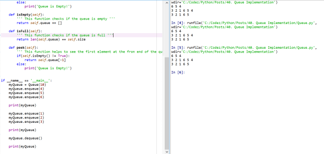 Write a Program to implement Queue Class - Python Output