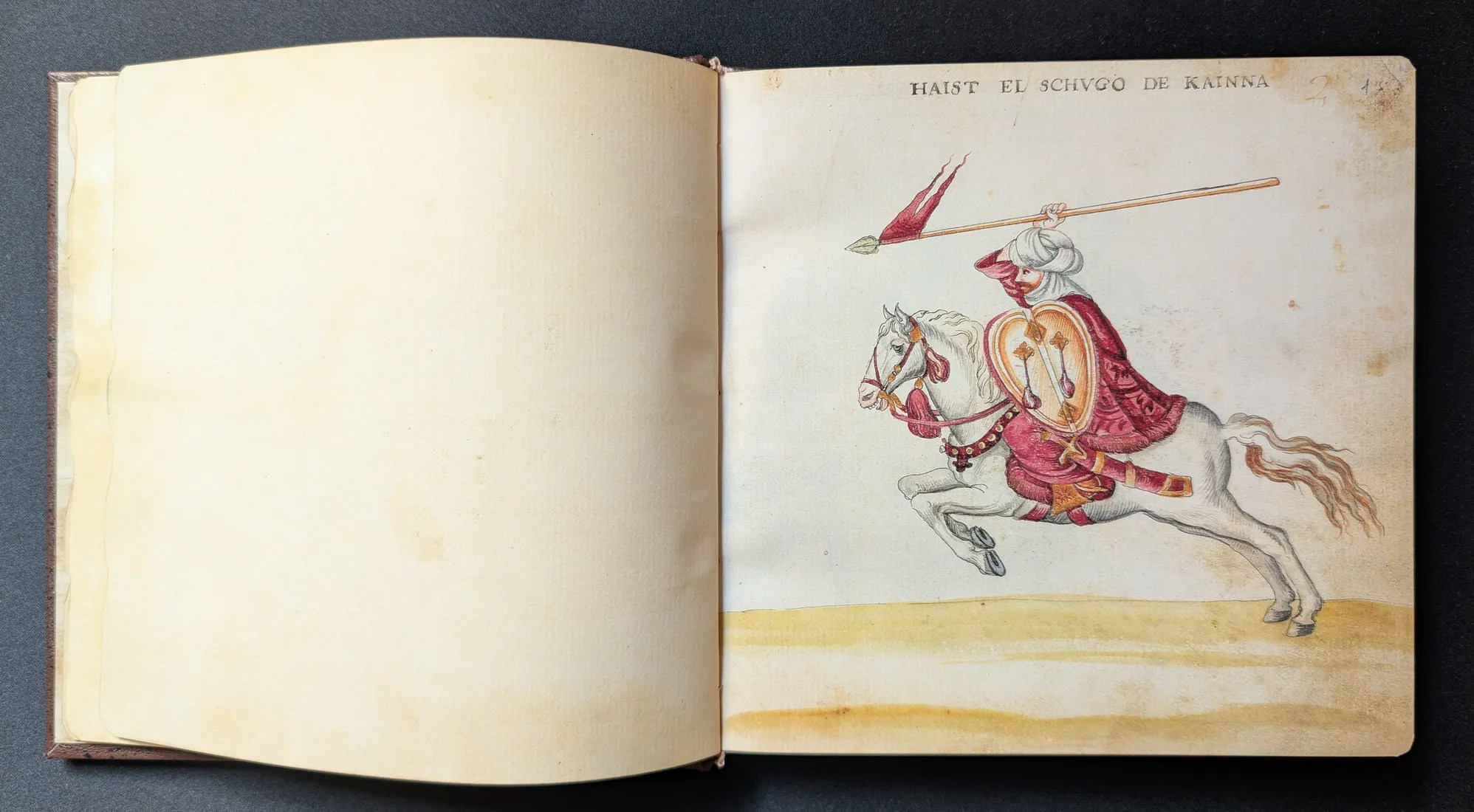 Imagen del facsímil del Códice de Trajes: Folio 1r, Lancero bereber, Editorial PIAF