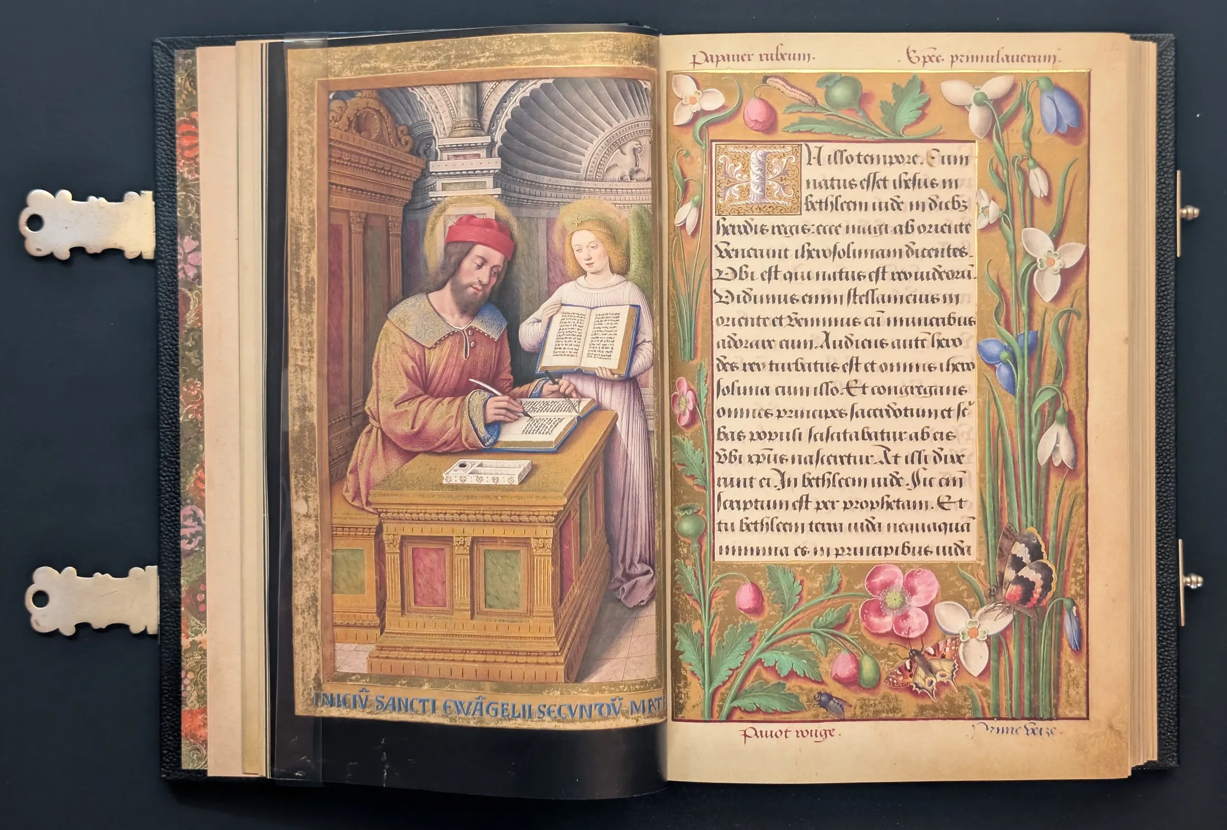 Grandes Horas de Ana de Bretaña, Editorial Moleiro, folio 21v San Mateo, 22r Inicio del Evangelio según san Mateo