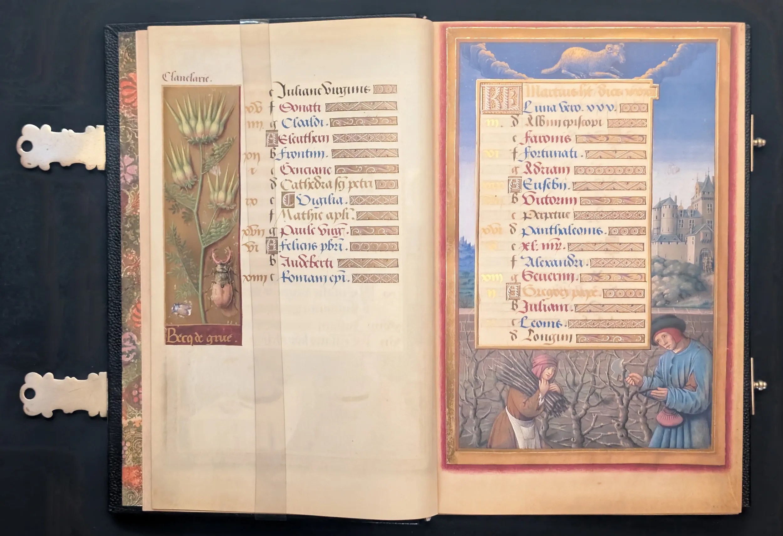 Grandes Horas de Ana de Bretaña, Editorial Moleiro, folio 5v Aguja de pastor, 6r Marzo