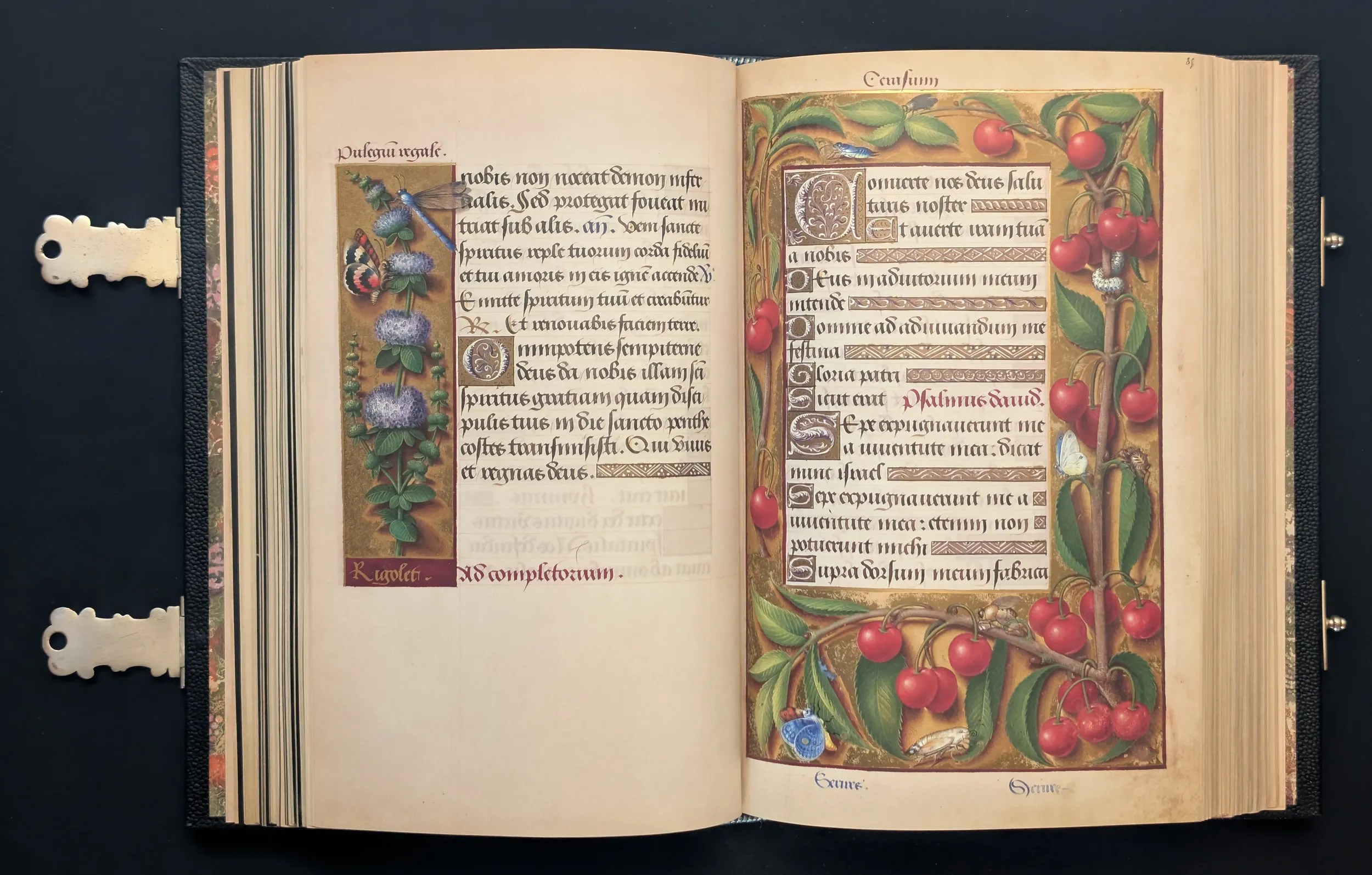 Grandes Horas de Ana de Bretaña, Editorial Moleiro, folio 84v menta poleo, 85r Inicio de completas del pequeño oficio de la Virgen