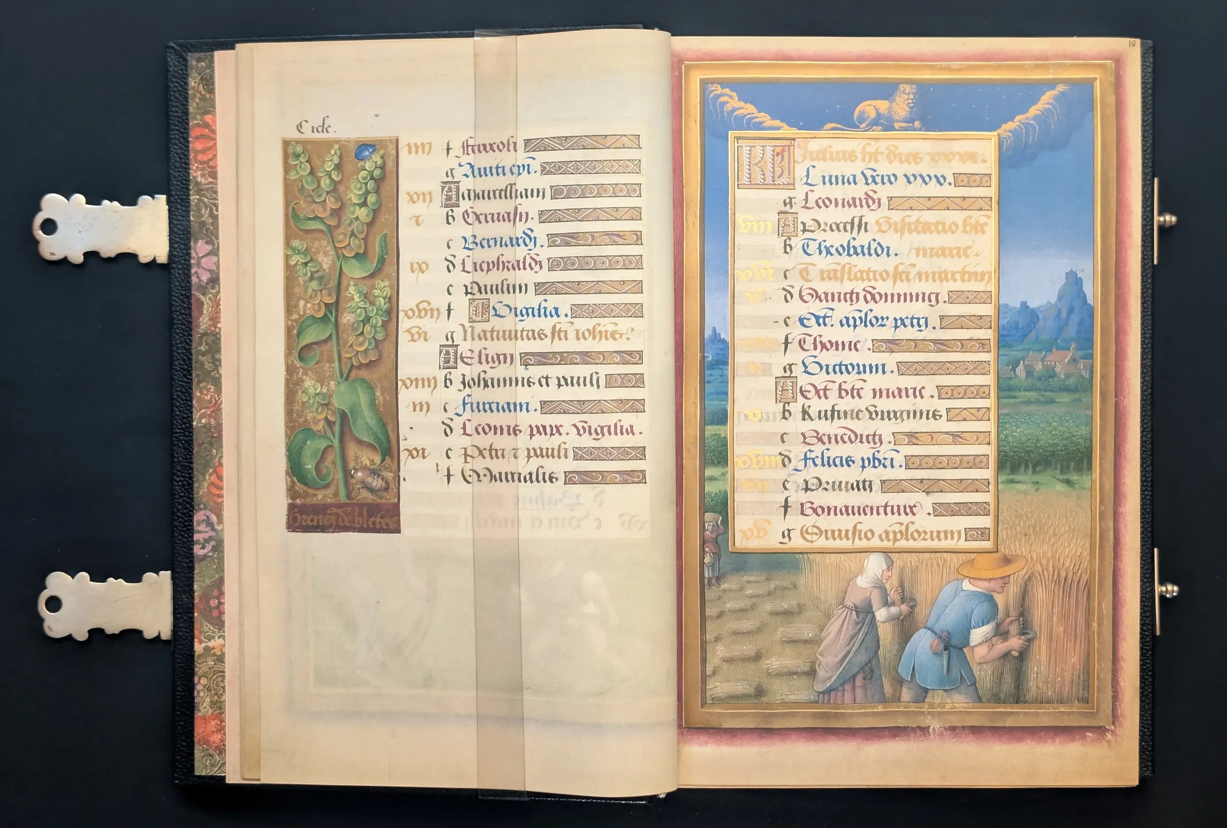 Grandes Horas de Ana de Bretaña, Editorial Moleiro, folio 9v Armuelle, 10r Julio