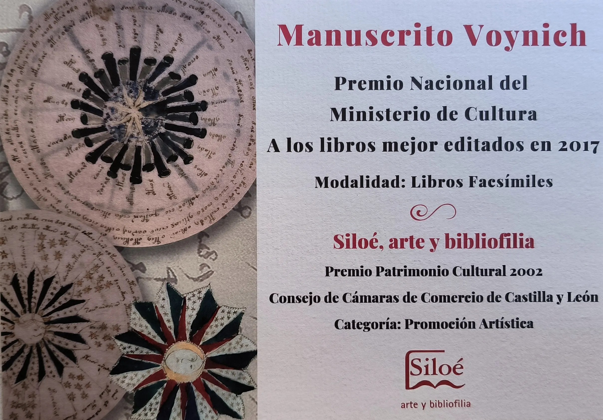 Imagen del Premio Nacional de 2018 a los libros mejor editados en 2017 a la edición facsimilar del Voynich de la editorial Siloé