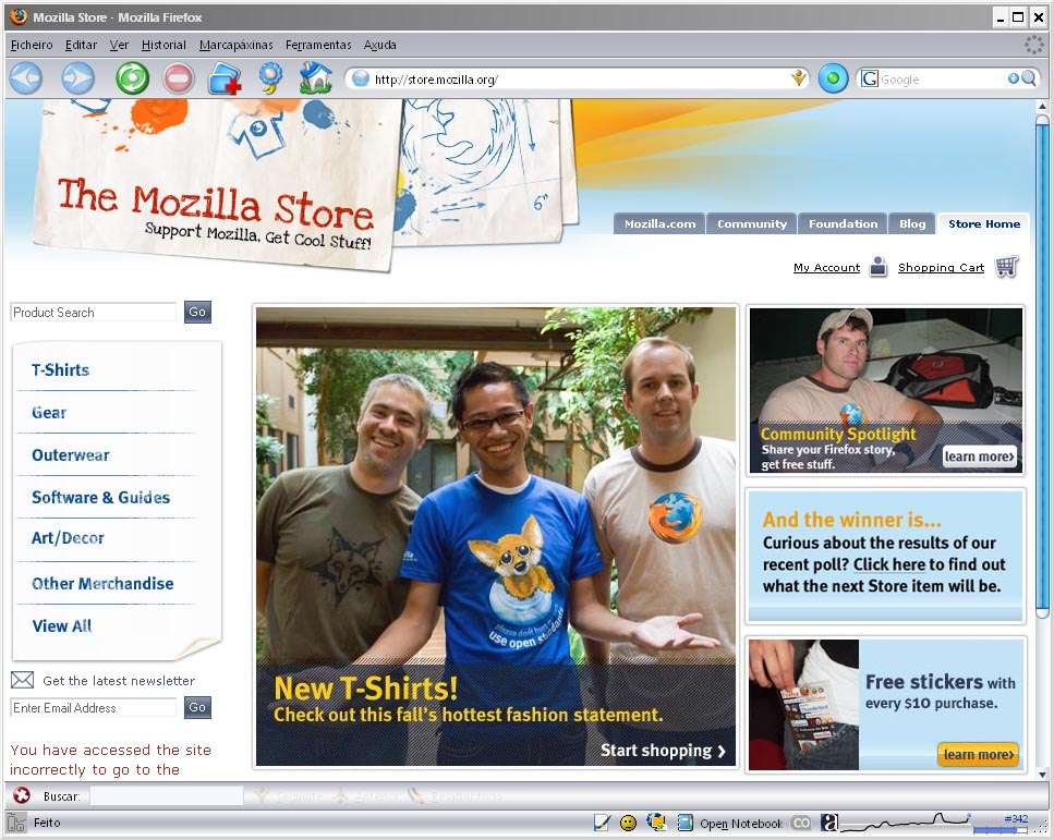 Portada da tenda de Mozilla