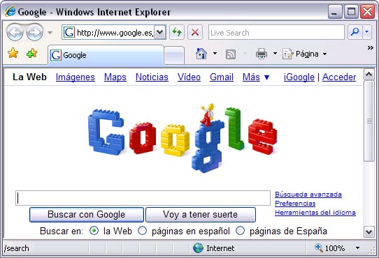 Google amosa o seu logotipo construído con pezas de LEGO