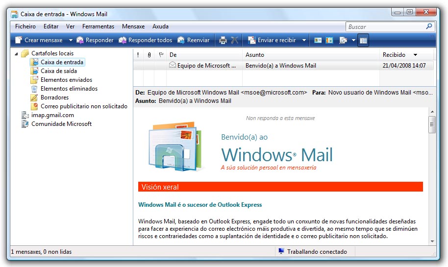 Windows Mail permitirá continuar a acceder a Hotmail dende o escritorio no noso equipo