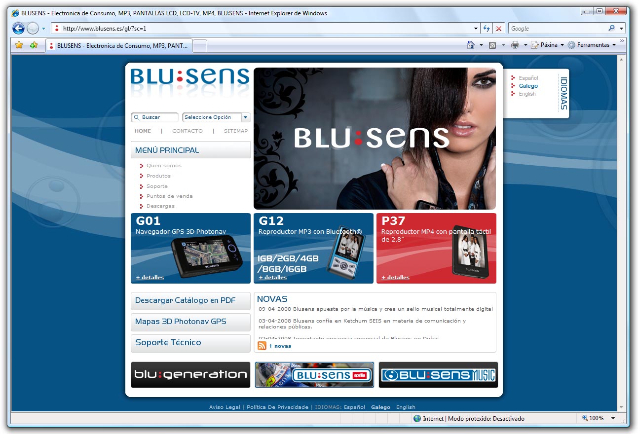 A nova web de Blusens pódese consultar en español, galego e inglés
