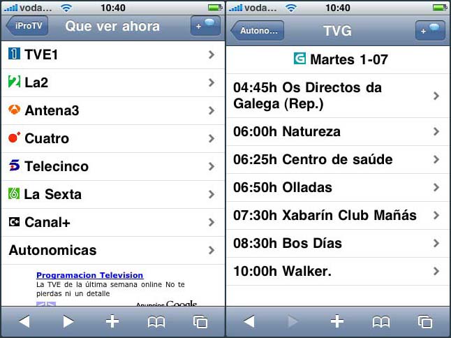 iProTV permite consultar a programación das canles estatais e autonómicas