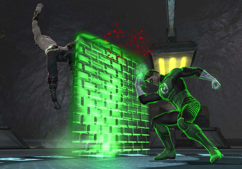 Hal Jordan empregando o poder do seu anel de Green Lantern para derrotar aos seus inimigos