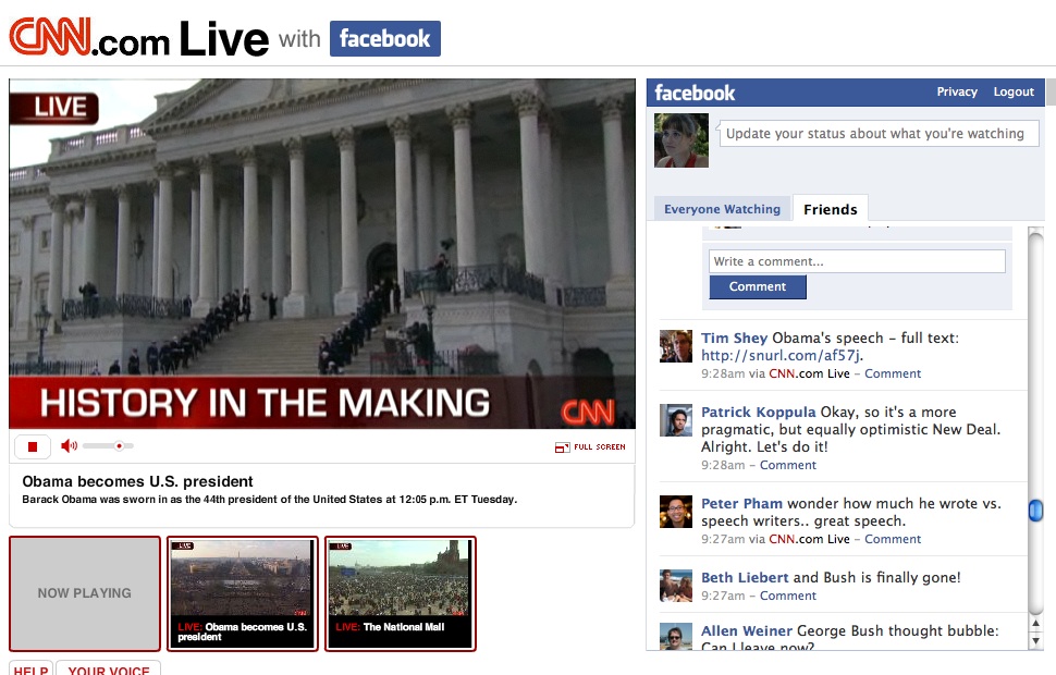 O chateo baseado en Facebook á vez que se seguía o vídeo en directo da CNN foi todo un éxito