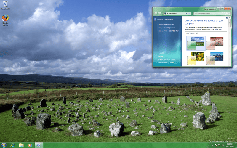 Un dos temas de Windows 7 Beta adicionais