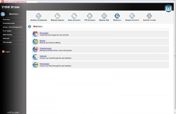 Imaxe do panel de control de ispCP Omega