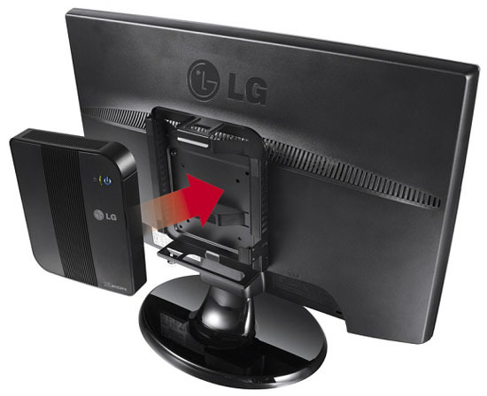 O LG XPION X30 pode suxeitarse na parte traseira dun monitor