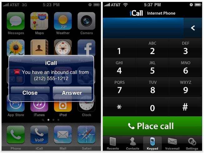 iCall é a primeira aplicación para o iPhone que engade o soporte de VoIP a través de 3G